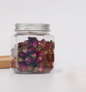 Cheap price transparent hexagonal plastic jar with lid for kitchen jam flower tea storage