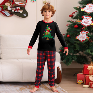 Pyjama en coton imprimé à carreaux <span class=keywords><strong>pour</strong></span> <span class=keywords><strong>femme</strong></span>, rouge et noir, manches longues, élégant, <span class=keywords><strong>pour</strong></span> l'hiver et les tenues d'été 2026 - Product Image 3