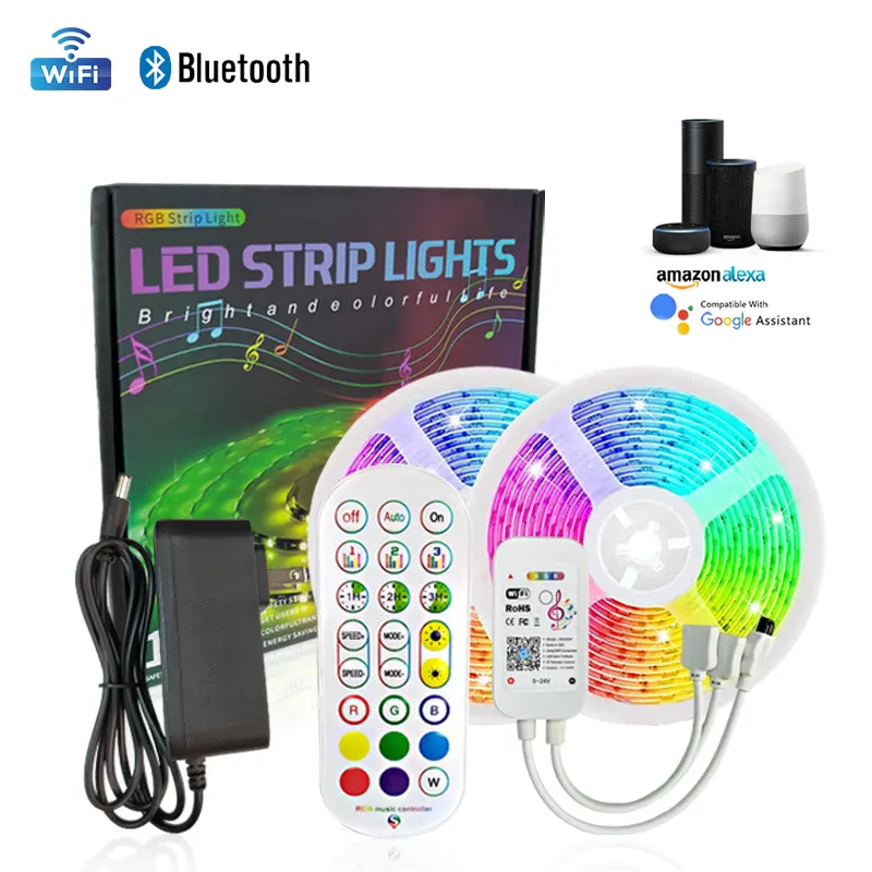 10M Alexa Strip Led Licht Flexibele Tv 5050 Rgb Led Light Strip Droom Kleur Smart Wifi Waterdichte Led Strip licht