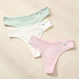 Braguitas de Algodón Acanalado para Mujer Joven, Tangas Sin Costuras, Ropa Interior Femenina de Cintura Media, Ropa Interior Diaria para Mujer, Tallas Grandes - Product Image 4