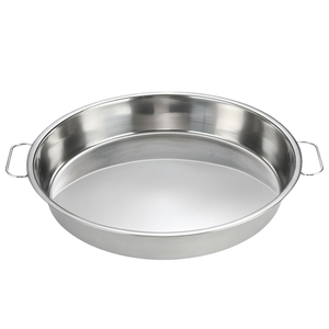 Plateau de service multifonctionnel en acier inoxydable poli, écologique, pour cuisine de restaurant, idéal pour les gâteaux, les pizzas, la cuisson, avec poignée, pour les fêtes - Product Image 1