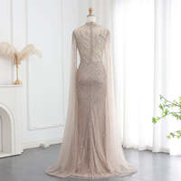 Robe de soirée sirène Jancember LSZ162, style arabe, couleur nude, Dubaï, avec manches cape