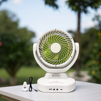 Ventilateur de table rechargeable solaire + AC avec batterie au lithium, 3 vitesses, sortie USB DC, panneau solaire 3,3W et ampoule LED, autonomie 4-10 heures