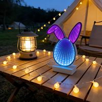 Vente en gros directe d'usine, lapin de Pâques personnalisé, miroir infini 3D, lumière LED OEM pour la décoration des magasins de détail et des bars pendant les vacances de printemps