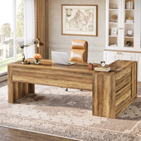 Tribesigns 72.8 "grand bureau de direction avec armoire de 47.24", bureau avec étagères de rangement, bureau en forme de L en bois de ferme