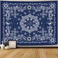 Tapisserie murale florale en polyester, décoration murale, impression HD, résistante à la décoloration, vente en gros, lavage à la main, style bohème