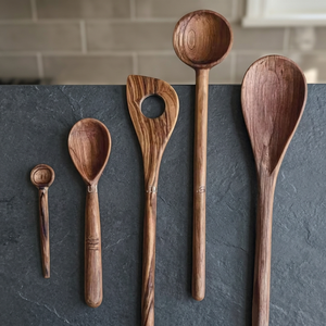 Juego de Utensilios de Cocina de Madera para Servir, Cuchara y Espátula Artísticas, Precios Accesibles, Utensilios de Cocina Sostenibles, Juego de Servidores de Ensalada - Product Image 1