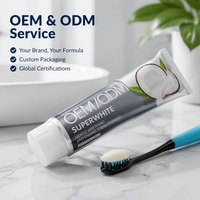 OEM ODM Dentifrice blanchissant super-blanc 97% naturel, saveur noix de coco, végétalien, sans SLES, renforcement de l'émail, 100g