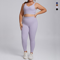 Set Olahraga Wanita Ukuran Besar, Bahan Ramah Lingkungan, Bernapas, 2-Piece Seamless Sports Bra & Gym Yoga Outfit, Spandex/Nylon Active Wear