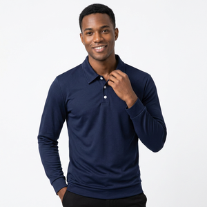 Camisa de Punto Premium para Hombre, 100% Algodón |   Camisa Casual de Manga Larga con Cuello Alto |   Tela Ecológica Transpirable Antipilling de Color Sólido - Product Image 4