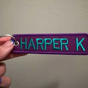 Fashion Promotional Brand Name Logo Embroidery Jet Tag Keychain Key Ring Custom Accessories - Product Image 4