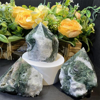 Vente en gros de points de baguette magique en cristaux de qualité supérieure pierres de guérison Agate de mousse naturelle tour de cristal brut pour la décoration