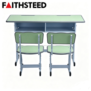 Wholesale Gray Double School <strong>Desk</strong> and Chair Set Adjustable Height Student Study Furniture for Educational Institutes - Product Image 5