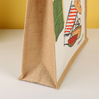 Sac en toile de jute pliable personnalisé avec logo, de haute qualité, durable, écologique, réutilisable, avec poignée d'épaule pour les voyages quotidiens et les pique-niques