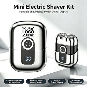 Mini rasoir électrique portable personnalisé avec logo pour hommes, affichage numérique, <span class=keywords><strong>tondeuse</strong></span> à barbe rechargeable pour voyage - Product Image 1