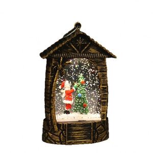 Venta Directa de Fábrica: Casa de Navidad con Techo de Paja, de Plástico, con Luces LED Cálidas, Funciona con Pilas, Decoración Creativa para Escritorio - Product Image 6