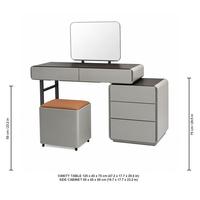 Ensemble coiffeuse avec armoire latérale, miroir LED 3 couleurs, coiffeuse gris brillant avec tiroirs pour chambre à coucher et décoration intérieure