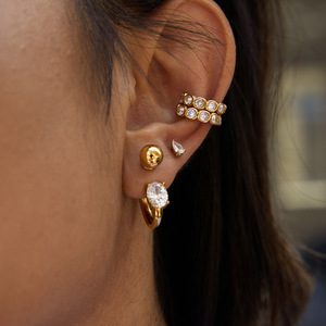 ERESI High-End Luxury 316L Stainless Steel Jewelry Zircon <strong>Earrings</strong> <strong>Cuff</strong> European American Style Titanium Steel <strong>Ear</strong> <strong>Cuff</strong> <strong>Earrings</strong> - Product Image 3
