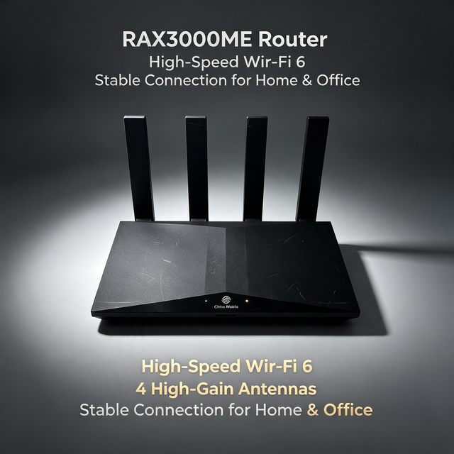 China Mobile OpenWRT RAX3000Me Router, AX3000 WiFi 6 Dual Band Router, Network Gigabit Wireless Router, 4-antenna WiFi Router
