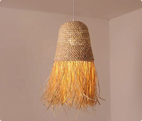 Lampe suspendue bohème en raphia naturel, tressée à la main, style bohème, en paille, pour l'intérieur, lampe suspendue au plafond pour hôtel, villa, restaurant