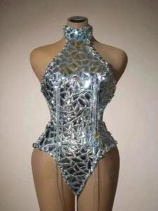 Body Argentato Scintillante, Outfit Sexy con Paillettes a Specchio, Abbigliamento per Ballerine, Feste di Compleanno, Serate, Spettacoli e Performance sul Palco - Product Image 6