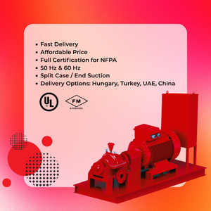 ชุดปั๊มดับเพลิงที่ได้รับการรับรองมาตรฐาน UL/FM ตามมาตรฐาน NFPA 20 แบบติดตั้งบนแท่นพร้อมตัวควบคุม แบบดูดปลาย/แยกส่วนสำหรับตู้ควบคุม - Product Image 2