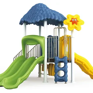 kleiner günstiger kinderspielplatz freiluft-spielgerät mit rutschen und bongo für kinder im kindergarten
