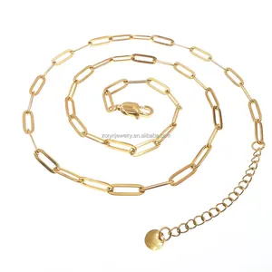 Заводская Подгонянная нержавеющая сталь Плоская овальная вытянутая удлиненная кабельная Скрепка ожерелье цепи