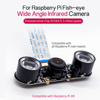 Kamera Raspberry Pi Penglihatan Malam Fokus Dapat Disesuaikan 5MP 1080P Modul Kamera Sudut Lebar Fish Eye Kompatibel dengan Semua Papan RPI