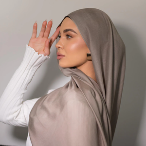 Offre Spéciale léger rayonne Modal coton Hijab respirant tissé écharpe couleur bloquant multifonction pour les musulmans - Product Image 4