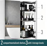 Armoire à pharmacie murale en acier inoxydable à double porte, miroir de salle de bain, étanche, 3 niveaux de rangement, grande capacité