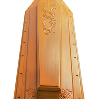 Ataúd Hexagonal de Madera Maciza Estilo Europeo, de Alta Calidad, con Cubierta de Paulownia, Relieve Simétrico con Combinación de Flores Cruzadas