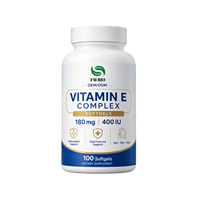 OEM ODM Gélules de vitamine E naturelle 400 UI 180 mg Antioxydant Cheveux Peau Ongles Soutien immunitaire Complément alimentaire 100 gélules