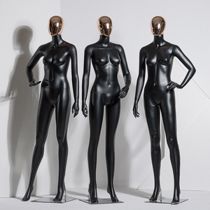 New Fashion Chrome Rose Gold Head Black Full Body Size <strong>Female</strong> FRP Mannequin <strong>Dummy</strong> for Window Display - Product Image 1