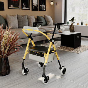 <span class=keywords><strong>Déambulateur</strong></span> léger et pliable Mateside avec cadre en aluminium à hauteur réglable Siège souple pour aide à la mobilité des personnes âgées - Product Image 1