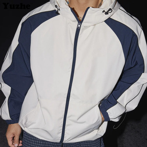 ウィンドブレーカー ナイロンジャケット ジップアップ 防水 メンズ 軽量 ランニング アウトドア 防水 トラックジャケット パイピング付き - Product Image 4