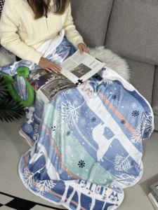 Dễ thương Tuần Lộc trang trí chăn, màu xanh, mềm mại Chăn len, Giáng sinh mô hình tùy chỉnh chăn, 60x40inch - Product Image 6