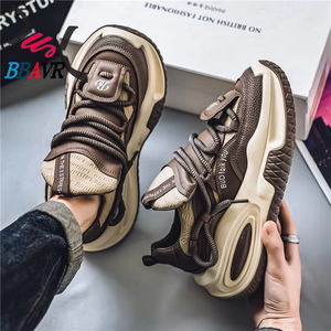 Zapatos Deportivos Casuales para Hombre, Diseño Transpirable de Verano, Parte Superior de Cuero Impermeable, Suela Gruesa, Zapatillas Casuales para Hombre - Product Image 5