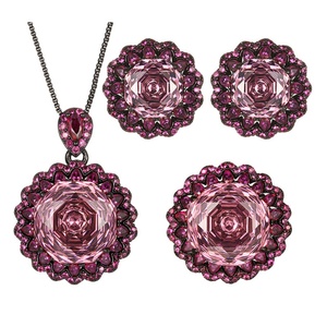 Trendy Eco-friendly Copper Tarnish Free Jewelry <b>Sets</b> 14-10mm Dried Rose Cubic Zirconia Black Gold Plated Durable Jewelry <b>Set</b> - Product Image 1