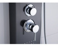 Colonne de douche thermostatique chromée en acier inoxydable avec panneau céramique, jet pluie et jets d'hydrothérapie, en forme de tour
