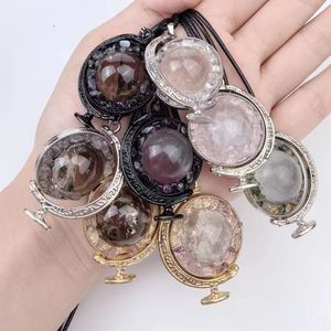 Sphère de cristal de guérison en pierre naturelle en gros bijoux globe planète pendentif collier pour cadeau - Product Image 3