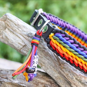 <span class=keywords><strong>Collar</strong></span> de Cuero Auténtico Trenzado Arcoíris Hecho a Mano con Placa de Identificación para Perros, Ideal para Actividades al Aire Libre - Product Image 4