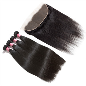 8 pulgadas a 40 pulgadas 100% humano, pelo peruano cutícula alineada DE LA VIRGEN recto paquetes con oreja a oreja cierre Frontal - Product Image 3