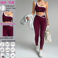 Conjunto Deportivo para Mujer de 2 Piezas, Estilo Seamless, Elástico, con Detalles de Ribete, para Yoga, Danza, Ropa Deportiva, Moda Urbana
