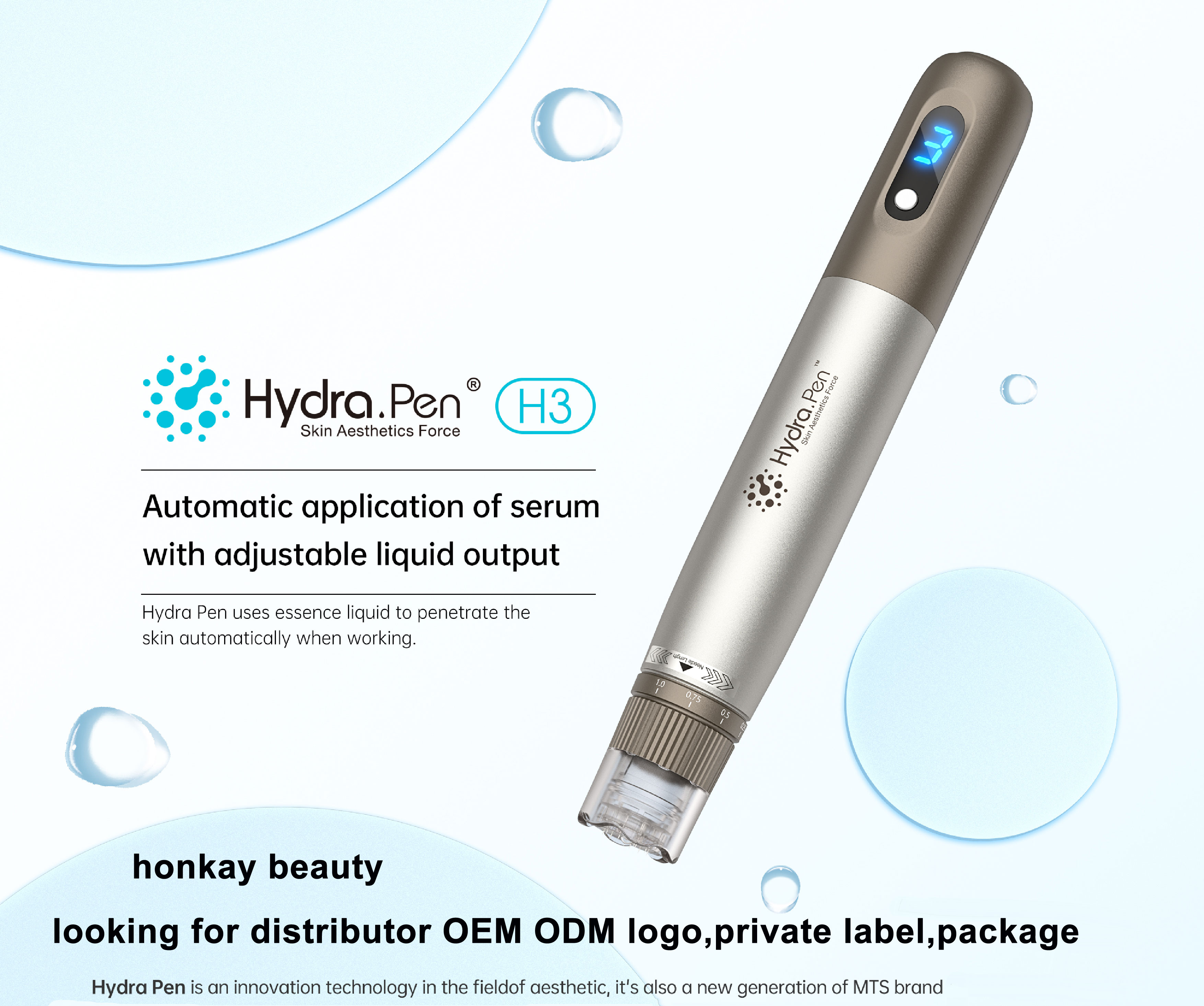 Professional Derma Auto Pen Microneedle Machine Adjustable Micro Needling Hydra Pen H3 Skin Rejuvenation Wrinkle Remover Skin Care Mesotherapy Beauty Device Wholesale Hydra Microneedle pen H3 - Honkay Hydra pen,hydra microneedle pen,Wholesale hydra pen