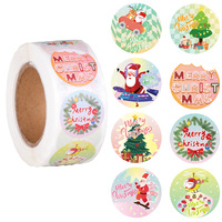 Étiquettes de Noël imperméables activées par l'eau, autocollants adhésifs acryliques simple face, logo imprimé personnalisable, marque OEM, Chine