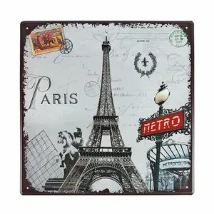 Лидер продаж, новые товары, Эйфелева башня в Париже, винтажный металлический жестяной знак