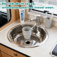 Évier de cuisine JDA RV à cuve unique SUS304 345mm, formé par estampage, poli brillant, pour caravane, camping-car, bateau, yacht, marine