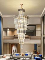 Lustre en cristal de luxe postmoderne avec logo imprimé en 3D pour villa, duplex, loft, étage intermédiaire, escalier en colimaçon, luminaire suspendu