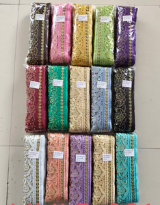 多くのデザインの化学レース、ホットドリル刺繍チュール生地、ラインストーン、重厚なビーズ刺繍、セクシーなスタイルの服、5ヤード、高品質 - Product Image 2